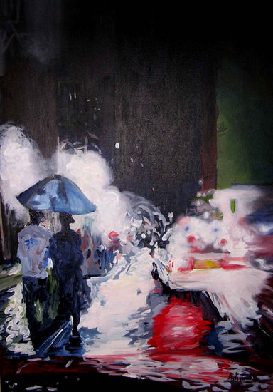 Lluvia en la ciudad Oil Canvas Landscaping