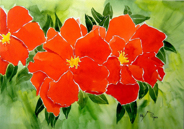 flores de fantasia - vendido Acuarela Papel Floral