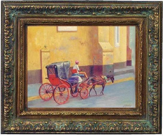 coche detras de la catedral santiago de los caballeros RD 2 Oil Canvas Landscaping