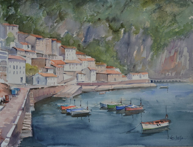 Puerto Pesquero Watercolour Paper Marine Painting