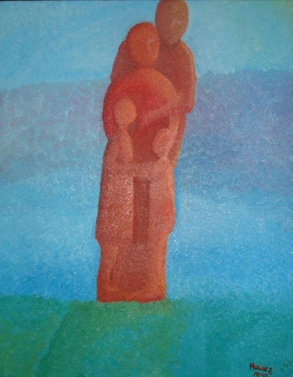 Familia de Cuatro Oil Canvas Figure Painting