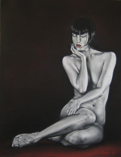 Mujer pensativa Pastel Paper Nude Paintings