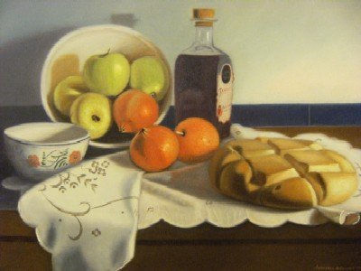 BODEGÓN CON GRANADAS I Oil Canvas Still Life Paintings