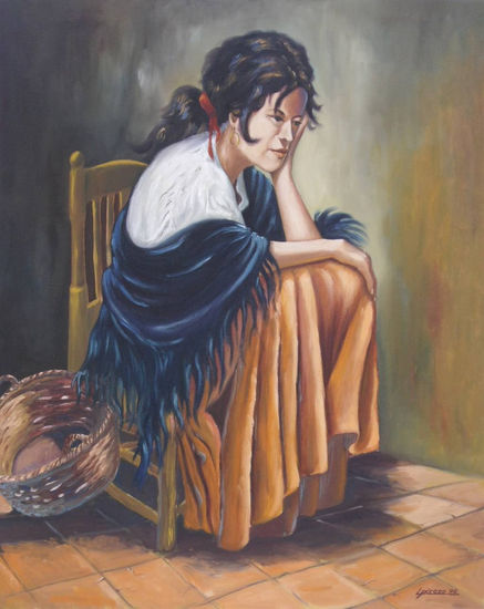 pensando Oil Canvas Figure Painting