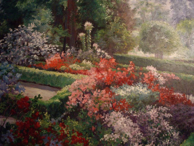 primavera en el BOTANICO ( oleo en tabla) Oil Canvas Landscaping