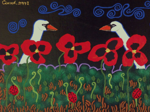 cisnes en la noche1 Acrylic Panel Landscaping