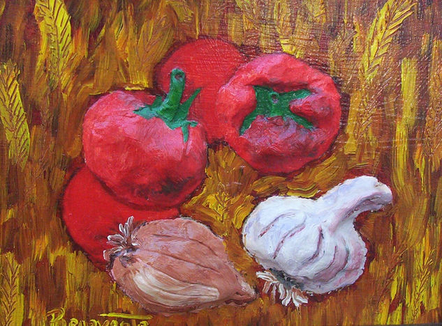 bodegon sobre trigal cebolla Oil Panel Still Life Paintings