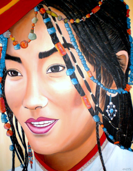 MIRADA TIBETANA Acrylic Canvas Portrait