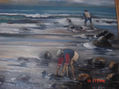 paisaje playa con personajes