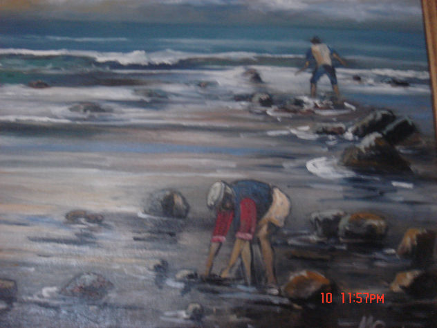 paisaje playa con personajes