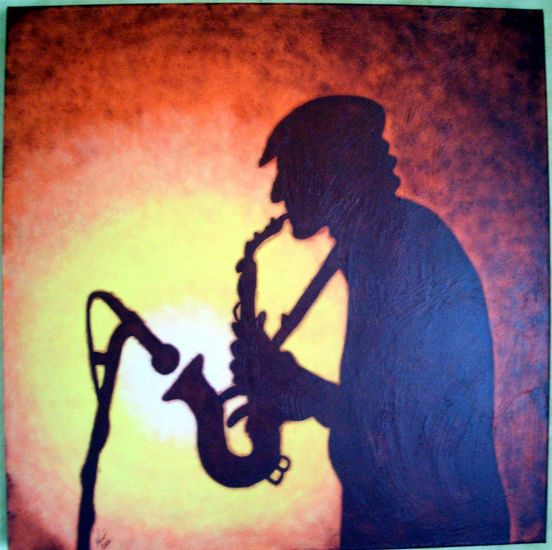 saxofonista Acrylic Canvas Figure Painting