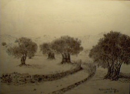 Oliveres Lápiz (Negro) Papel Paisaje