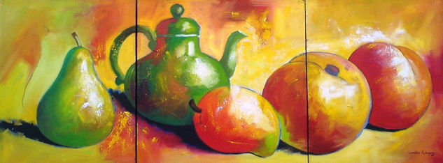 La Jarra Verde y los Duraznos Oil Canvas Still Life Paintings