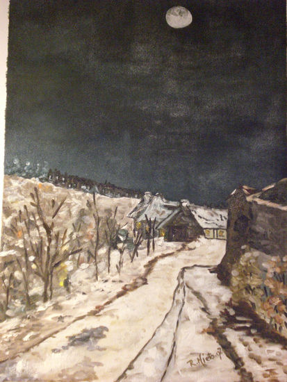 Noche de nieve en la Contraviesa Oil Canvas Landscaping