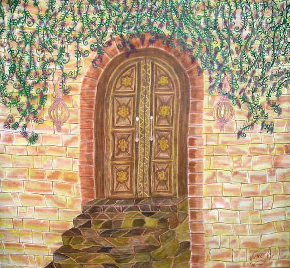 "Entrada a Tuscania" Watercolour Textile Others