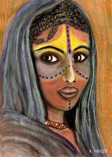 MUJER DEL NIGER Pastel Canvas Portrait