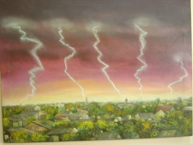 tormenta rayos Oil Canvas Landscaping