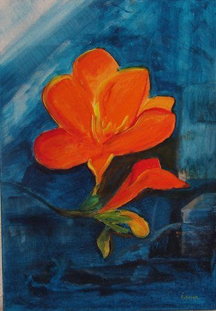 Fresia, una flor Acrylic Canvas Landscaping