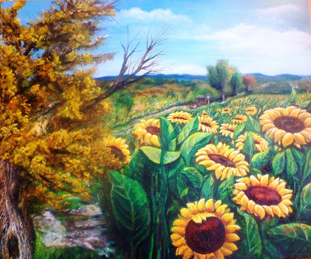 Campo de girasol Oil Canvas Landscaping