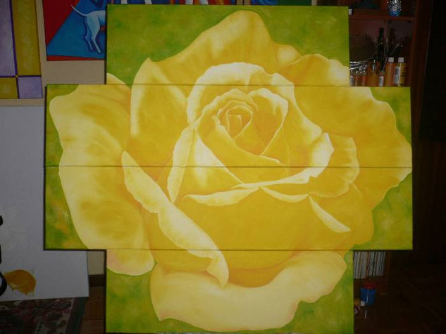 rosa amarilla Oil Canvas