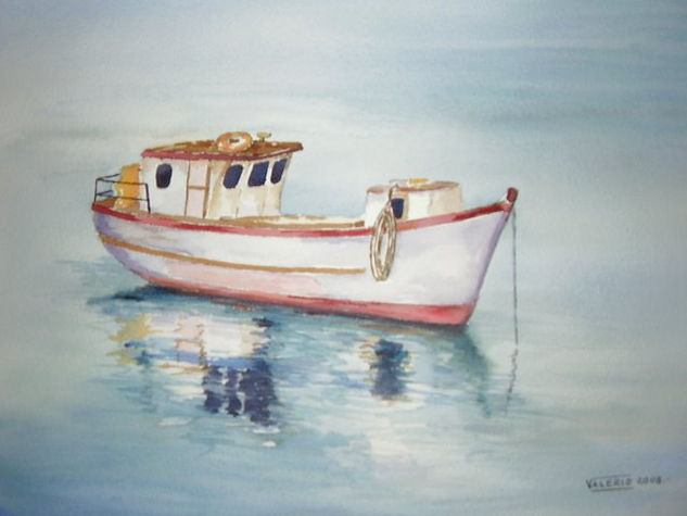 LANCHA EN ANGELMÓ Watercolour Paper Marine Painting