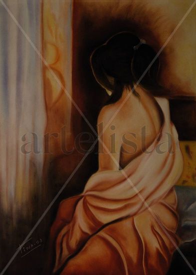 Cuando estas lejos de mi. Oil Canvas Figure Painting