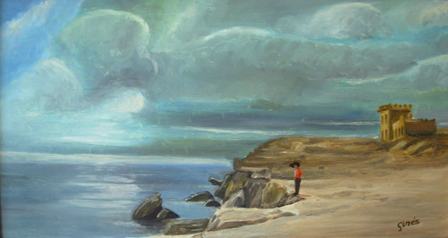 Tormenta en el acantilado Oil Panel Marine Painting