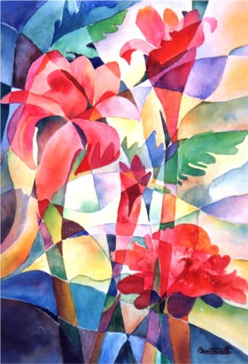 Serie "Otra vision", Flora tropical Watercolour Paper Floral Painting