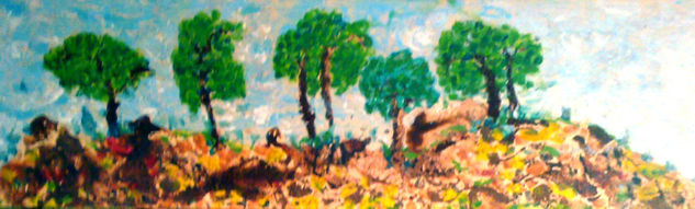 HORIZONTE de PINOS Media Mixta Cartulina Paisaje