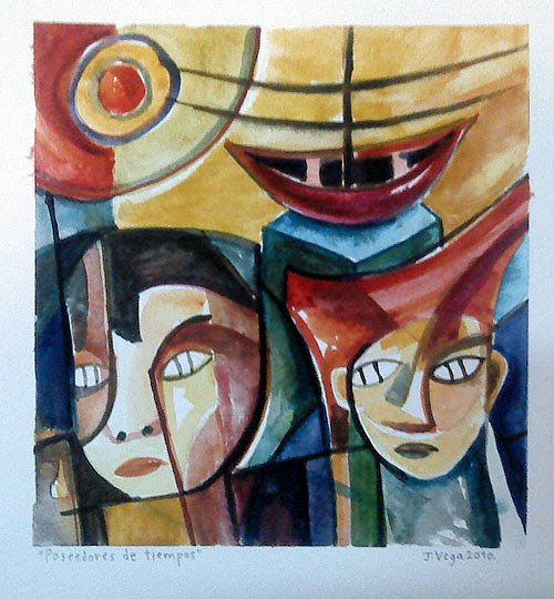 Poseedores de Tiempos Watercolour Paper Figure Painting