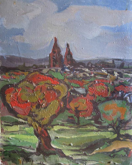 Paisaje con torres Acrylic Canvas Landscaping