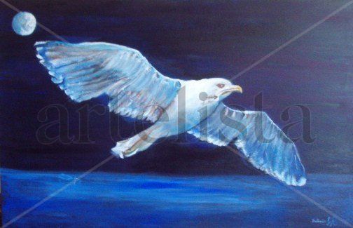 Gaviota Azul. Oil Canvas Animals