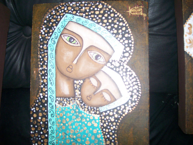 virgen turquesa Oil Canvas Portrait