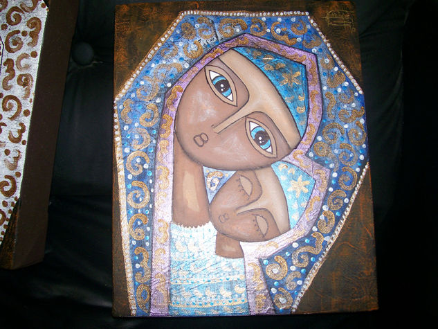 virgen azul Oil Canvas Figure Painting