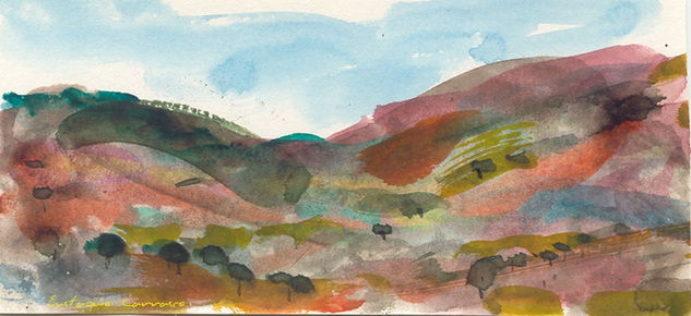 Paisaje de un rincón del monte Watercolour Card Landscaping