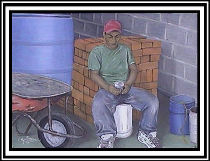 Albañil descansando