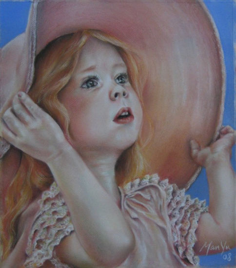 Niña y cielo Pastel Paper Portrait