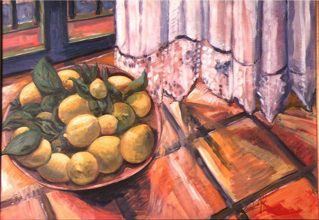 limas en el balcón Oil Panel Still Life Paintings