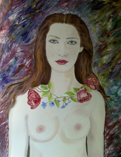 Vestida de Rosas Oil Canvas Figure Painting