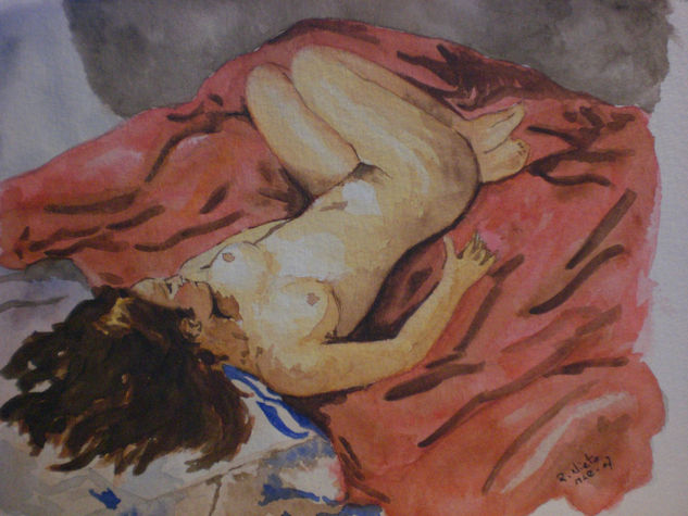 Que calor Watercolour Textile Nude Paintings