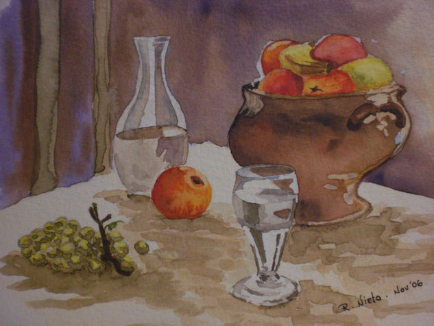 Bodegón con fruta Watercolour Paper Still Life Paintings