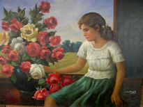 Niña con rosas