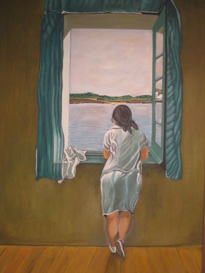 Muchacha en la Ventana Óleo Lienzo Retrato