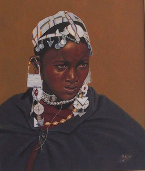 Mujer Masai Oil Canvas Figure Painting