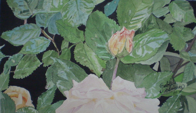 Botón Watercolour Paper Floral Painting