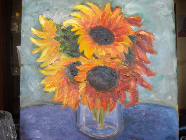 los girasoles Oil Canvas Floral Painting