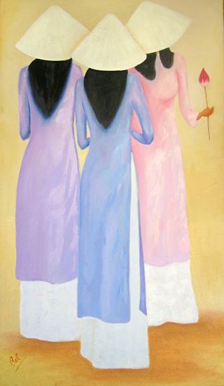 VIETNAMITAS Oil Textile Figure Painting