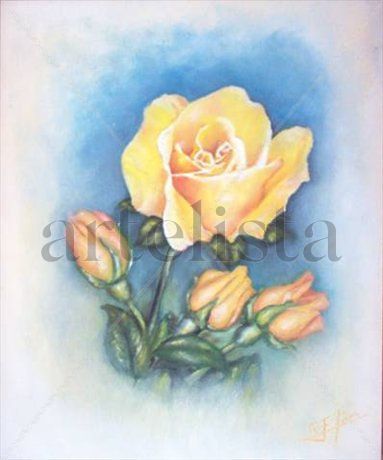 MI ROSA AMARILLA Oil Panel Floral Painting