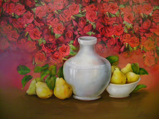 De Rojo color Oil Canvas Still Life Paintings