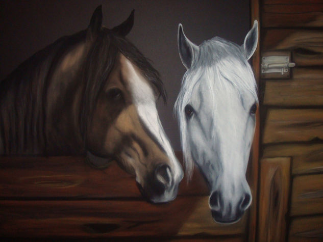 Caballos de campo Oil Canvas Landscaping